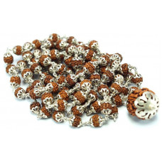 RUDRAKSHA WITH SILVER CUPPING MALA